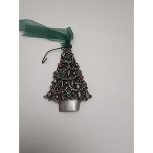 Gloria Duchin 2003‎ Vintage Pewter Christmas Tree Ornament Glitter